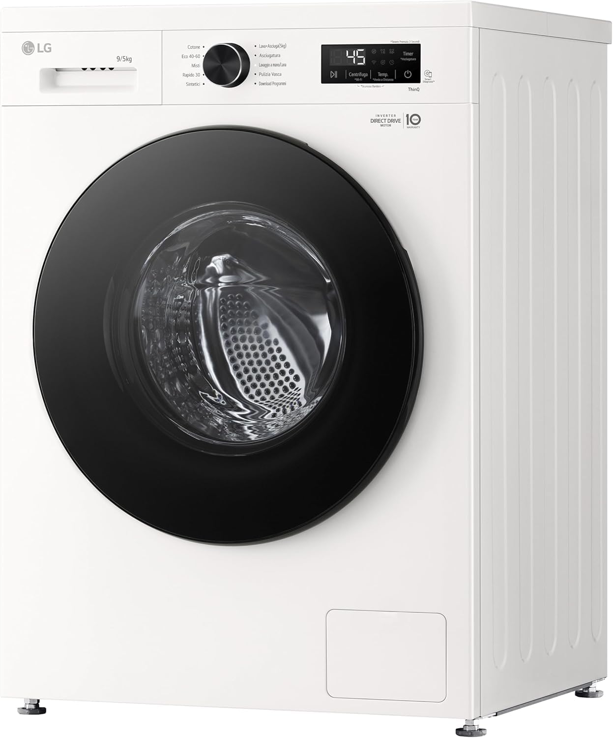 LG W4NX1095NWB Lavasciuga 9/5kg Serie X1, Lavatrice e Asciugatrice Insieme Classe A/E, 1400 Giri, Wi-Fi, Top Rimovibile, Vapore Allergy Care, Tecnologia 6 Motion Direct Drive, Bianca