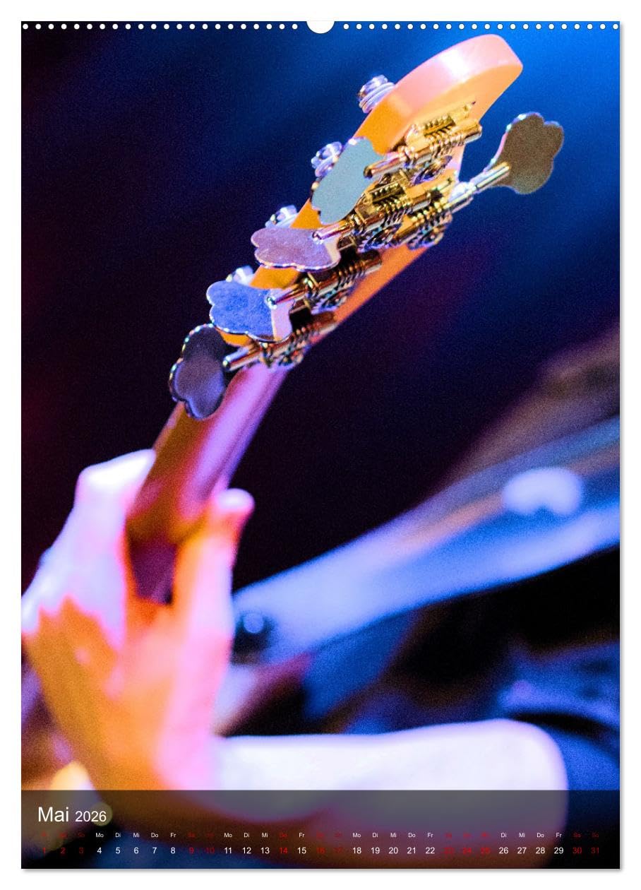 Rockgitarren in Concert (hochwertiger Premium Wandkalender 2026 DIN A2 hoch), Kunstdruck in Hochglanz: Stimmungsvolle Konzertfotografien beliebter Gitarren und Bässe (CALVENDO Kunst)