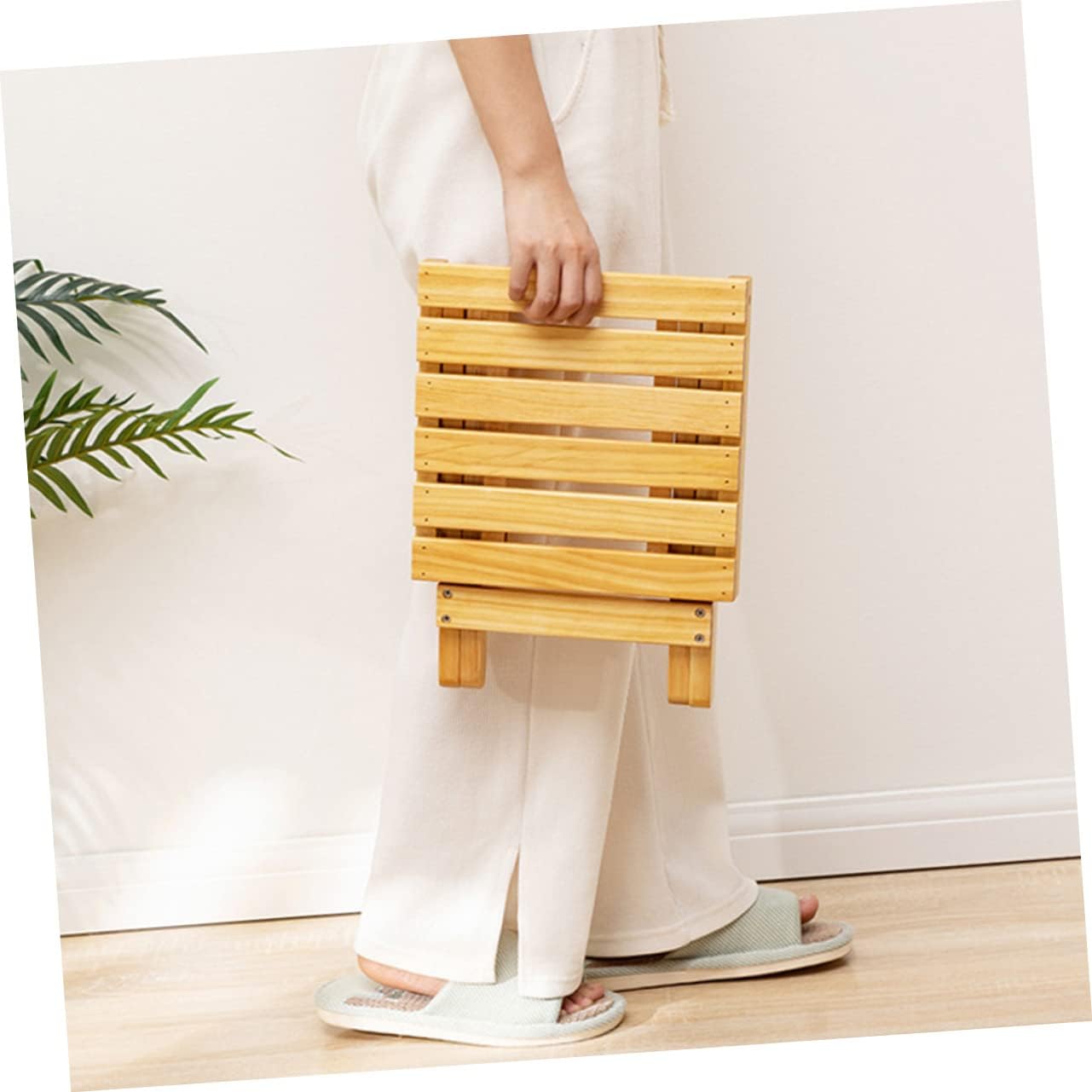 Wooden Folding Side Table Table for Living Room Beach Foldable Stool Outdoor Plant Stand