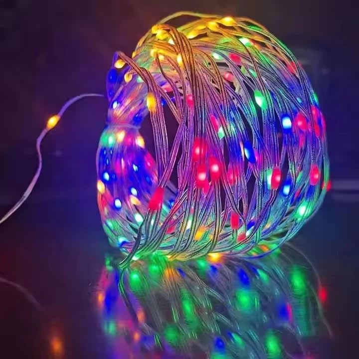 Care 4 LED 10M Multicolor Color Changing Strip Rice Lights String Fairy Lights, Multicolor RGB, Flexible Wire, Battery Operated, Indoor Outdoor Decorative Lighting for Party, Wedding, Holiday