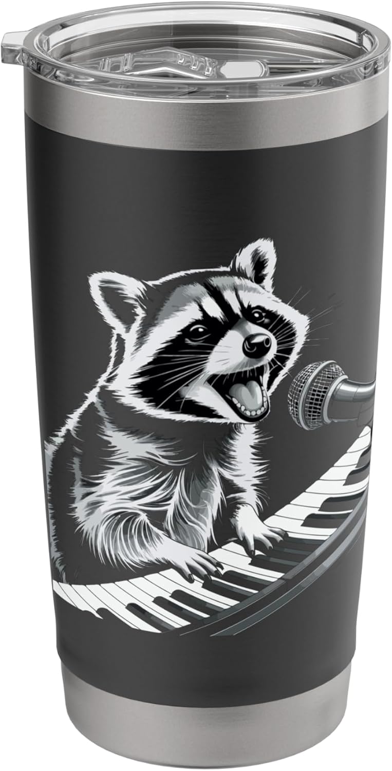 Piano Raccon Singer Singing Music Coon Vocalist Pianist Stainless Steel Insulated Tumbler