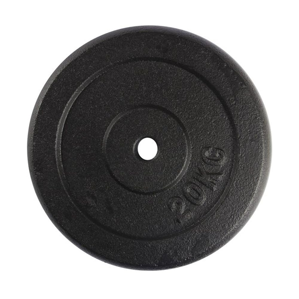 VirtuFit Discos de pesas de hierro fundido, peso de 30 mm, 20 kg, color negro