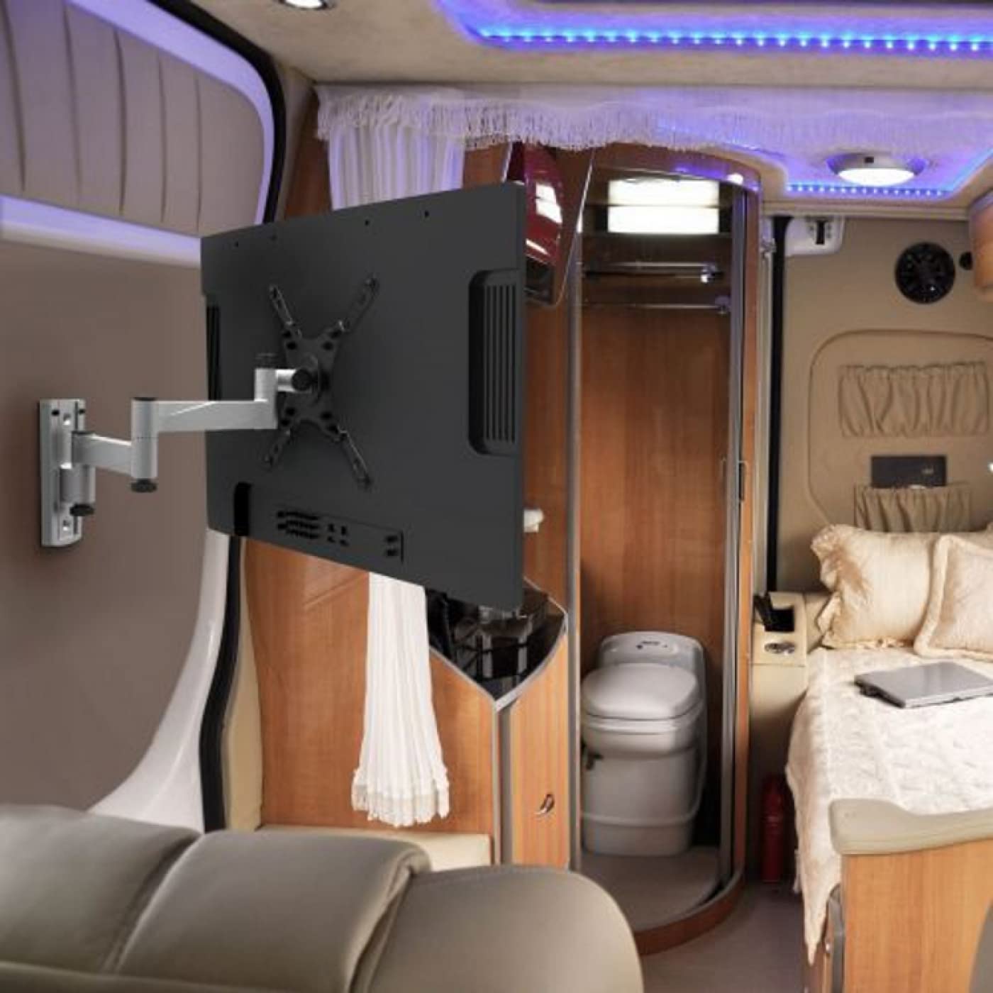 Supporto per TV per caravan, camper, autobus, girevole inclinabile, fino a 42 pollici