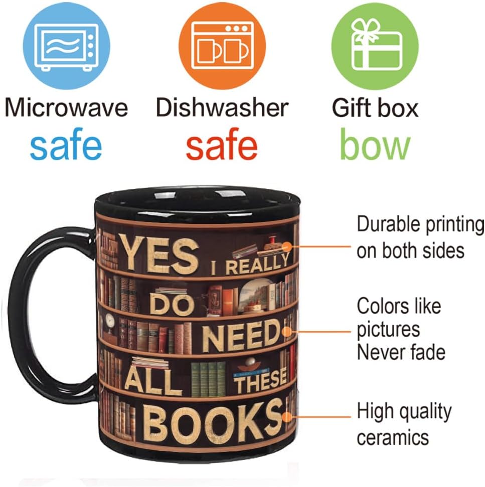 FALJIOK Novelty Coffee Mug for Book Lovers - 11oz, Christmas & Birthday Gift for Readers, Librarian Mug, Bookish & Bookworm Cup - Image 4