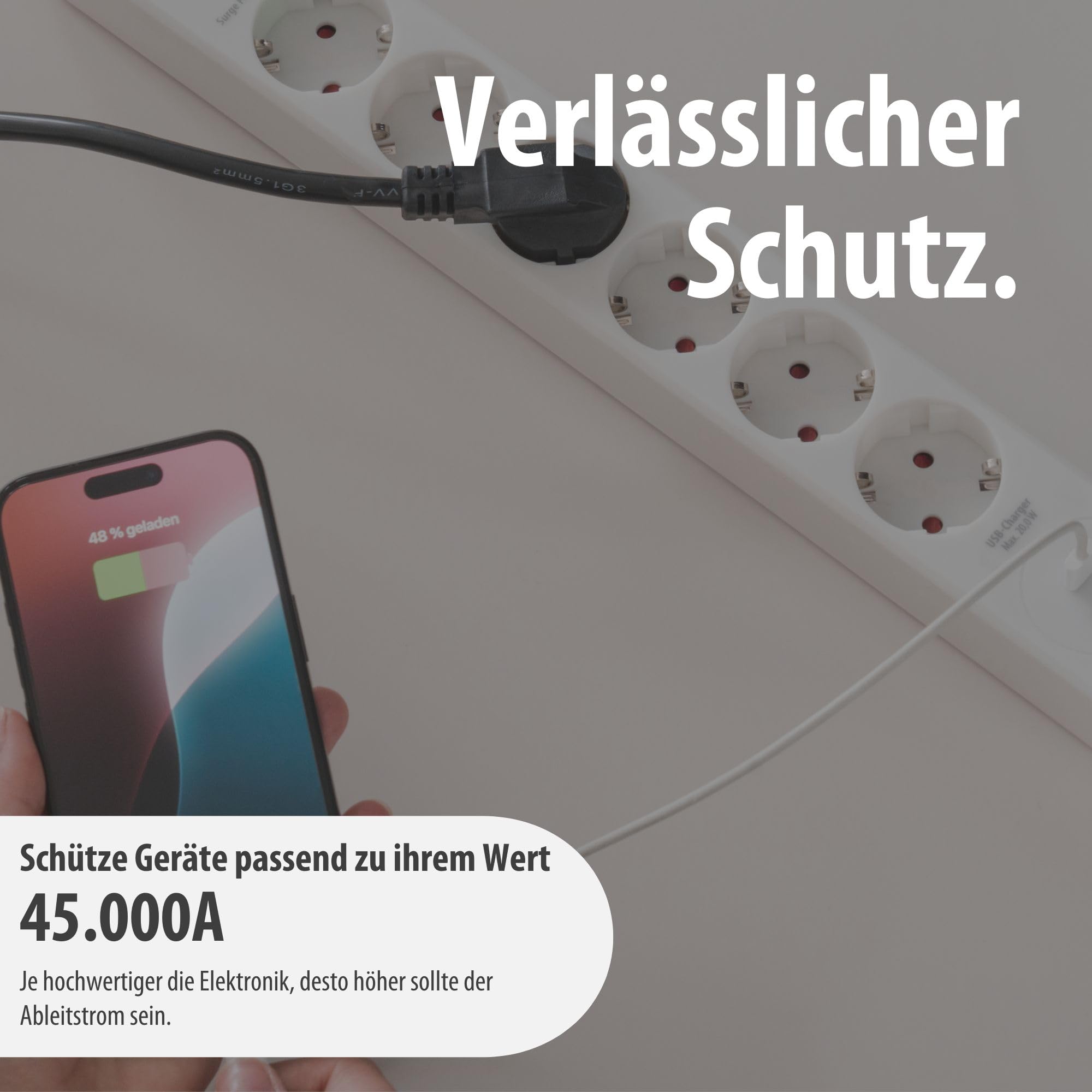 Brennenstuhl Ciabatta elettrica a 6 prese con USB e protezione da sovratensioni (presa multipla con 2 prese USB C PD 36 W per ricarica rapida e 1 USB A 36 W, interruttore, cavo da 2 m) nero (bianco)