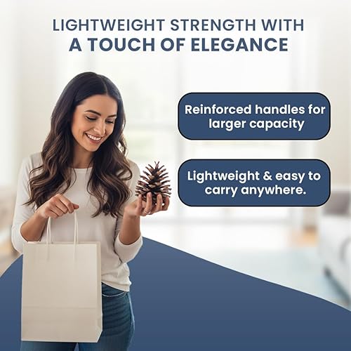 Miniatura 7 de Bolsas de papel de 10 x 8 x 5.5 pulgadas, paquete de 25 unidades, estándar (blanco)  Bolsa de regalo blanca a granel para compras, manualidades,