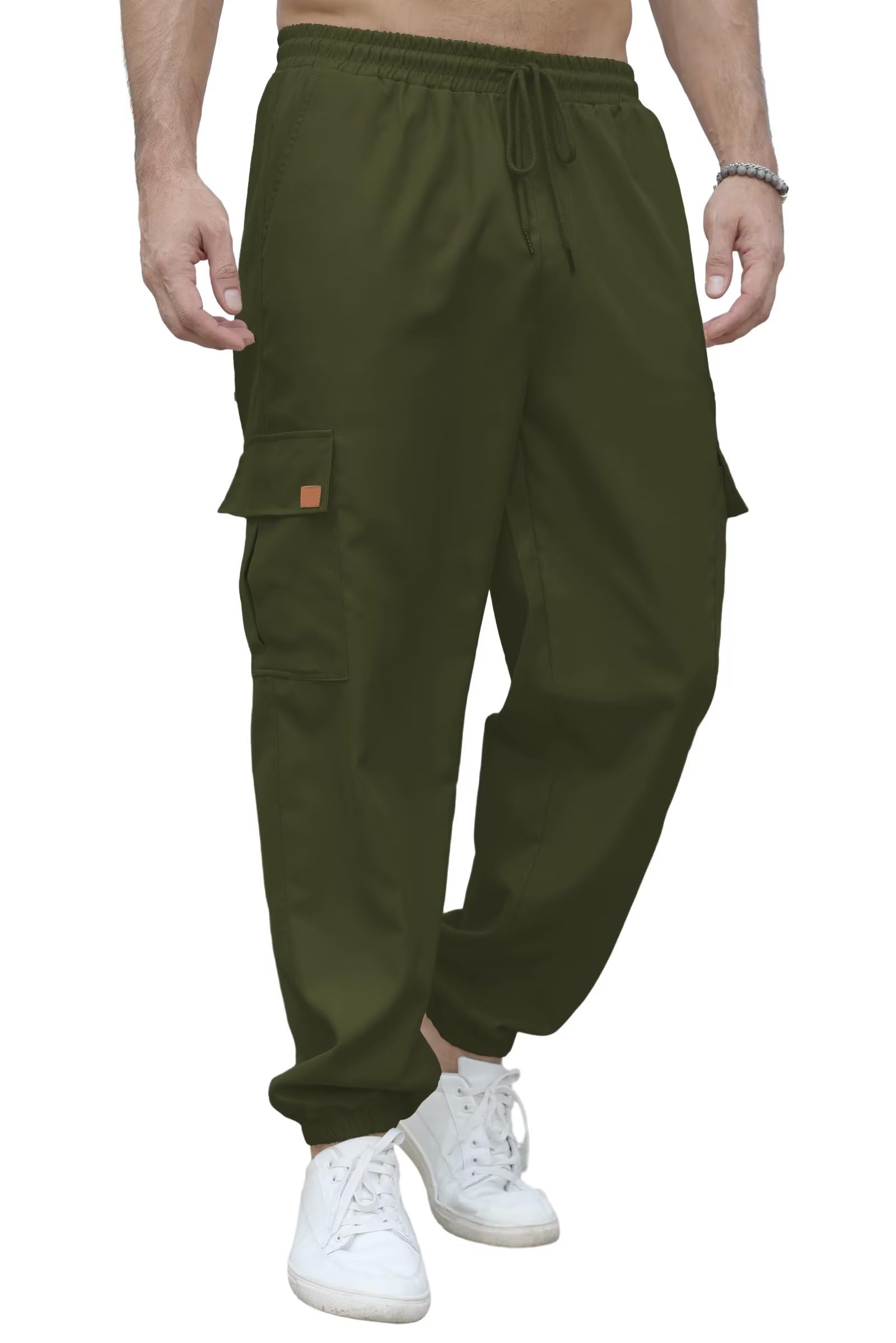 Uni ClauMens Cargo Pants Casual Loose Lightweight Hiking Pants Outdoor Big and Tall Pockets