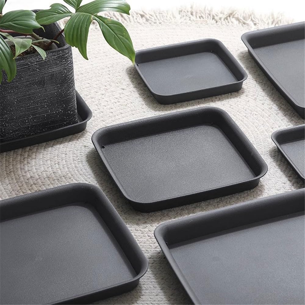 Support à bonsaï Base de pot de fleurs carrée en plastique, bac à eau gris sans roulettes, support à bonsaï(Petit)