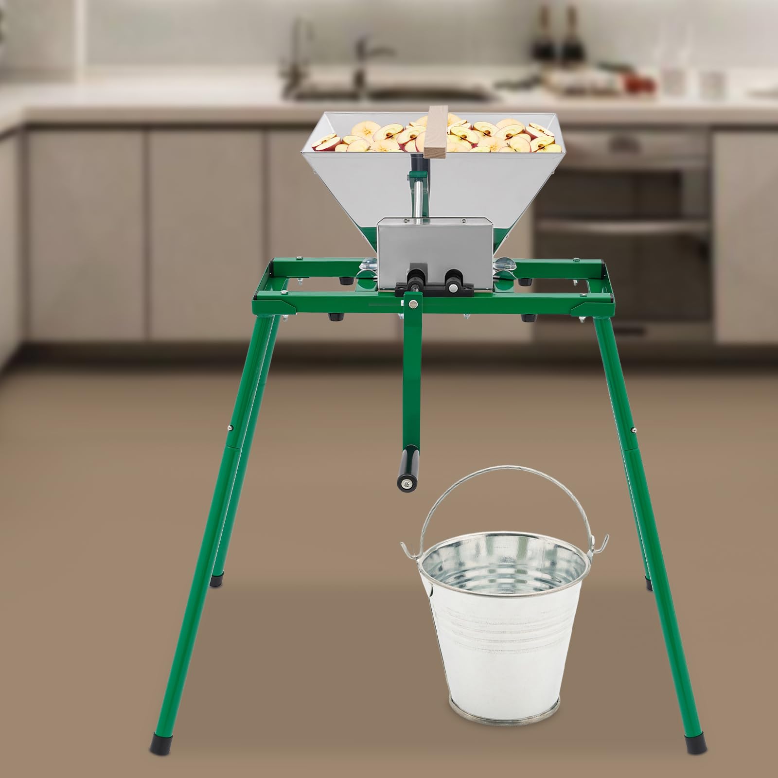 Bacocoo Fruit and Apple Crusher - 7L Manual Juicer Grinder,Green Stainless Steel Hand-cranked fruit crusher,Portable Fruit Scratter Pulper for Wine and Cider Pressing.