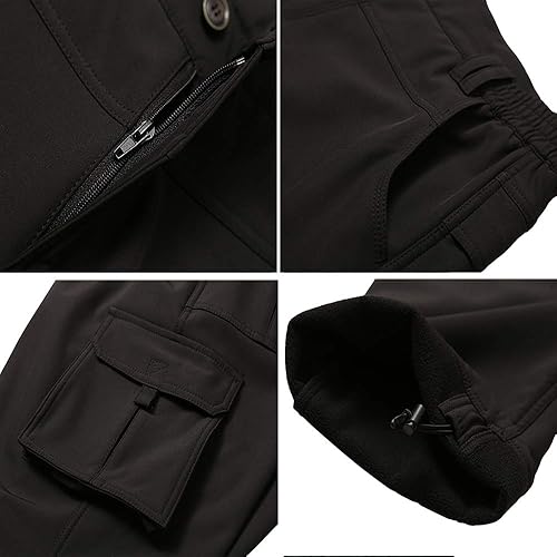 Miniatura 3 de linlon Pantalones cargo de senderismo para niños y jóvenes, impermeables, con forro polar suave y forro polar, pantalones de nieve aislados, Nieve