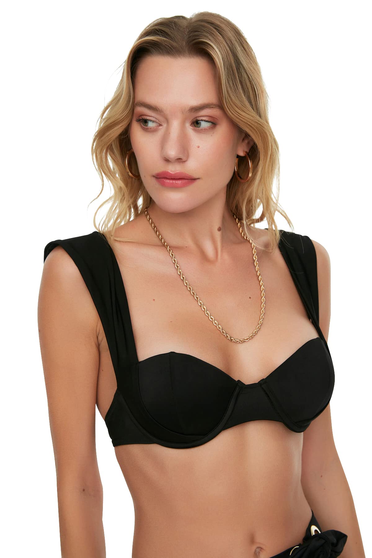 Trendyol Woman Balconette Balcony Knit Bikini Top Black