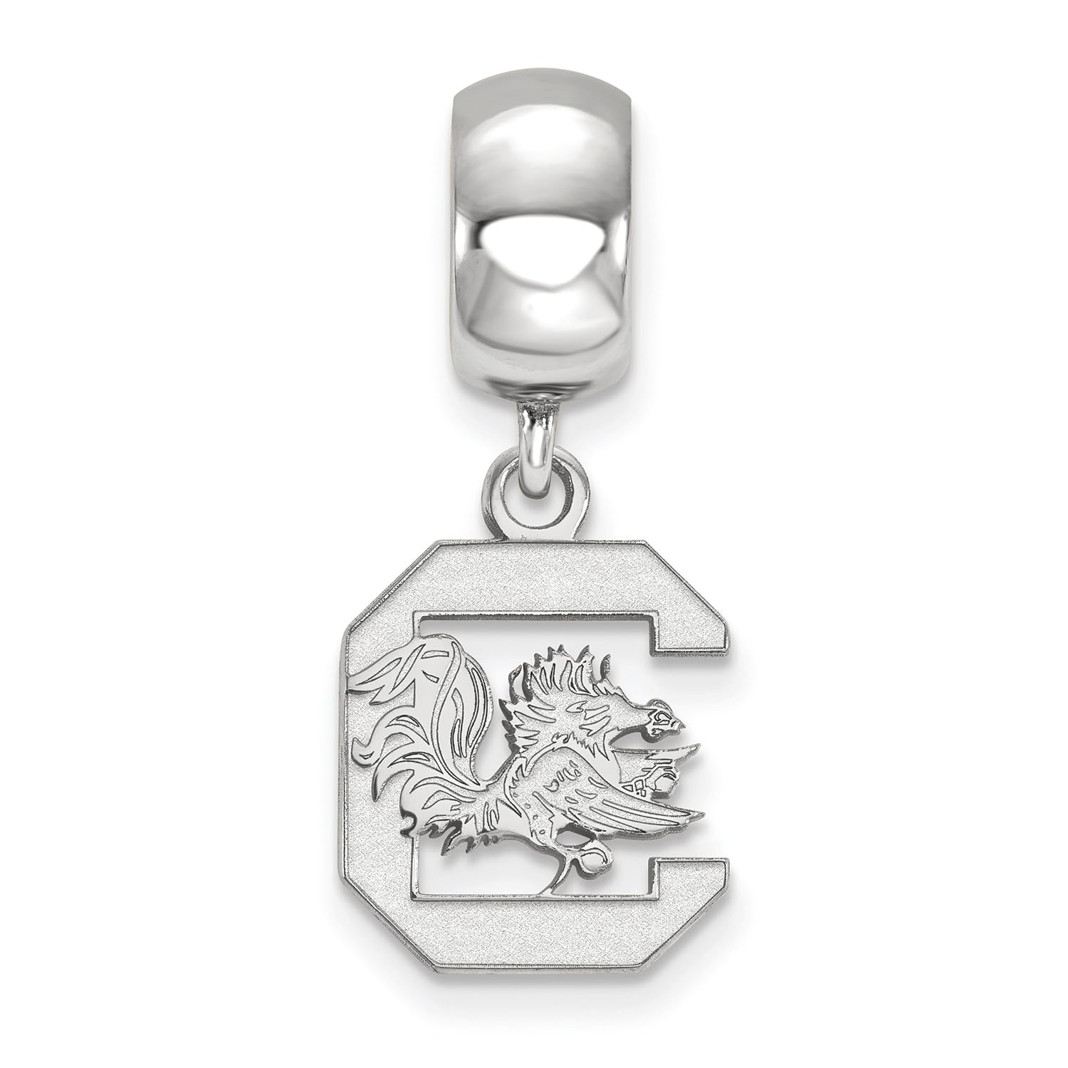 South Carolina Bead Charm Small (1/2 Inch) Dangle (Sterling Silver)