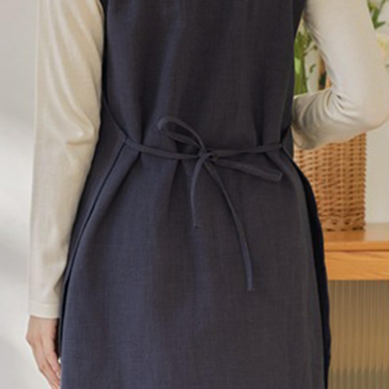 Tabliers De Cuisine en Lin Style Japonais Femmes Tablier 2 Poches pour La Maison, Le Jardinage, La Restauration, Le Barbecue, Le Restaurant Grey,One Size