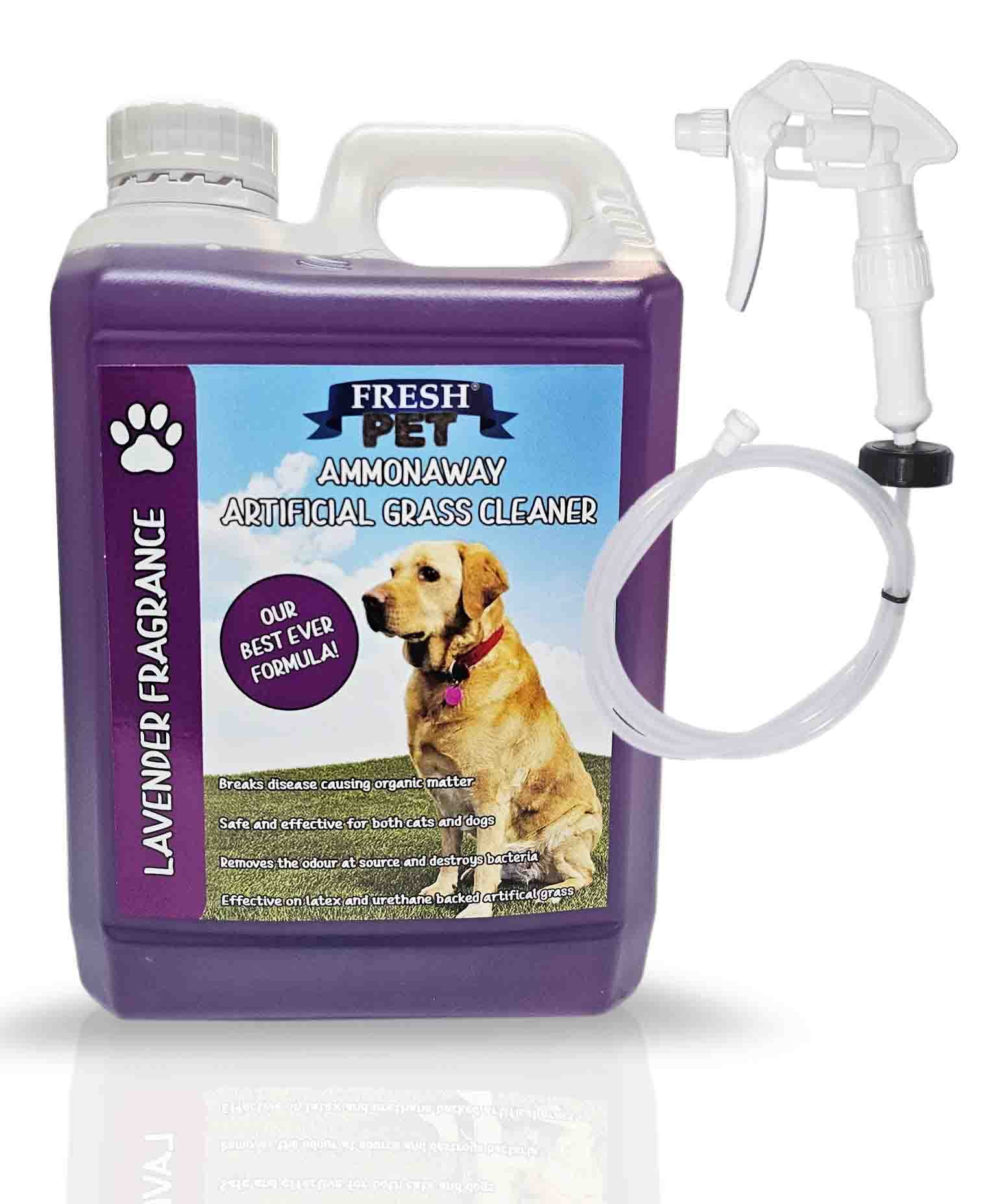 Artificial Grass Cleaner Dog Pet Friendly Disinfectant Deodoriser Concentrate Ammonaway Lavender Fragrance (2L with Spray)