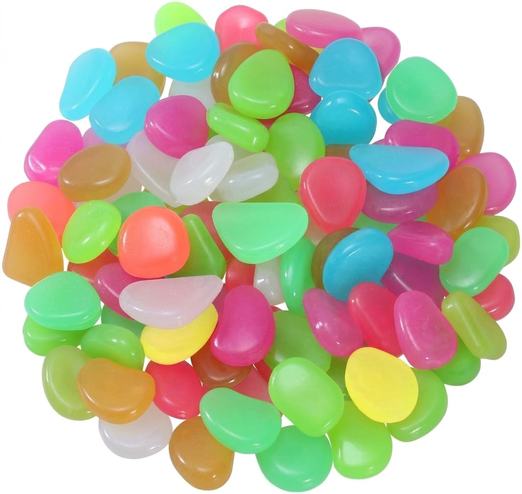 Glow in The Dark Stones 1000 Pcs (10 Pack) Luminous Radium Pebbles for Aquarium Fish Tank, Garden Pathway, Lawn, Yard, Plant Pots & Vase Fillers, Waterproof Glow Rocks Decoration (Multicolor)-picture-25