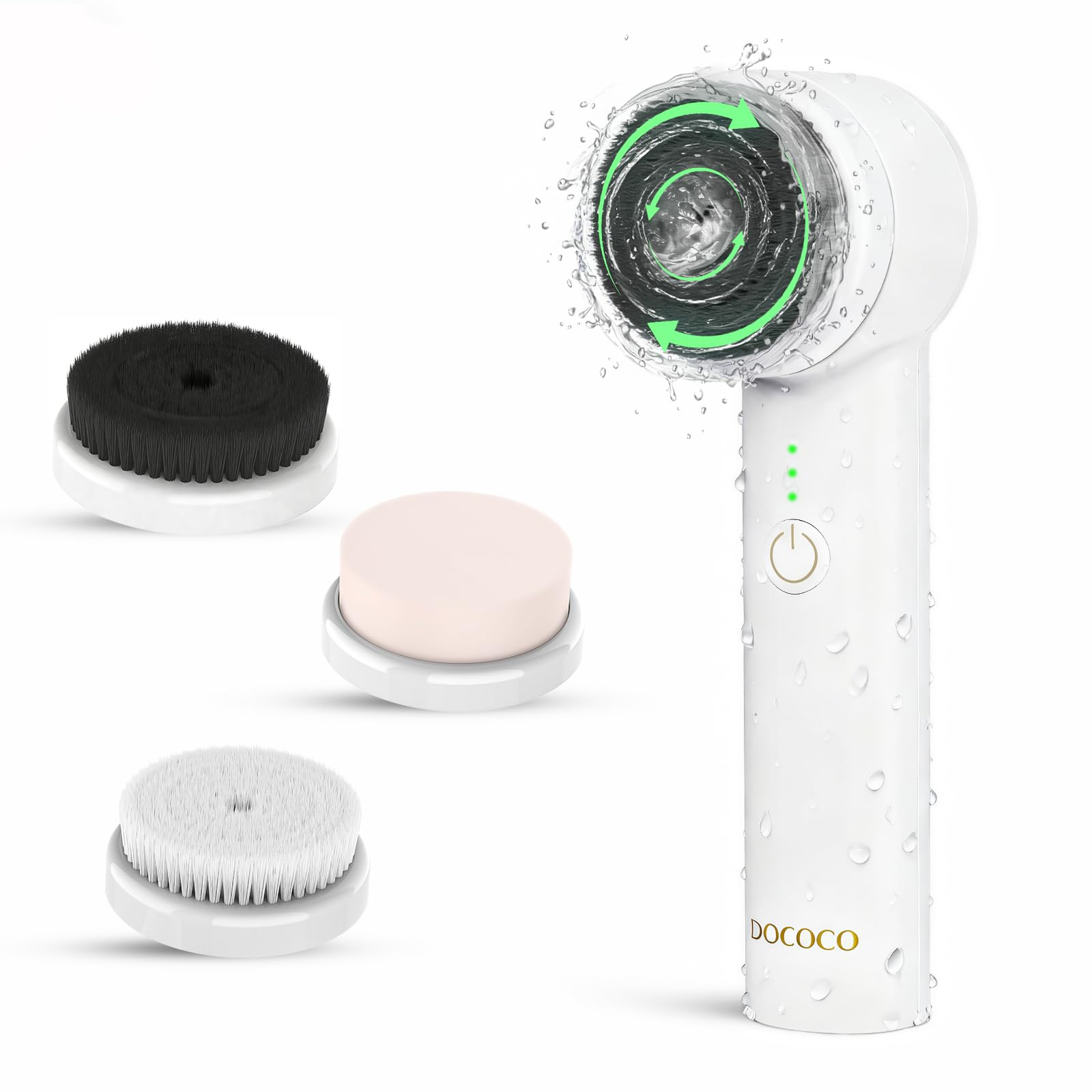 Cepillo de limpieza facial, limpiador facial eléctrico con 2 direcciones de rotación, cepillos faciales 3 en 1 para limpieza y exfoliación, 3 velocidades ajustables, cepillo de lavado facial