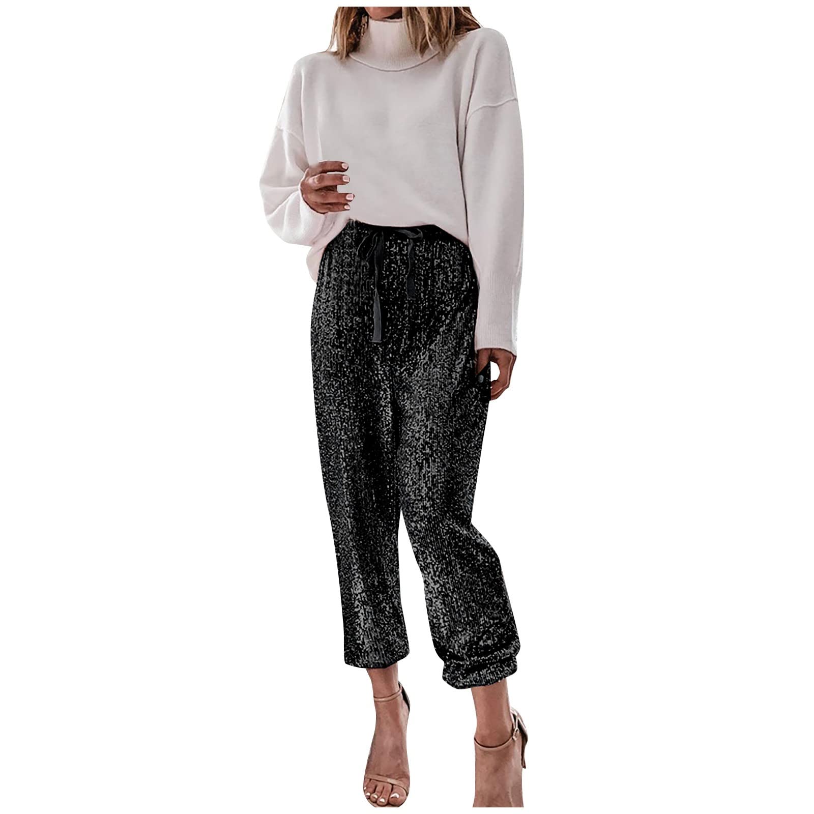 Shiny Sequin Leggings Womens Sequins Glitter Bling Yoga Trousers