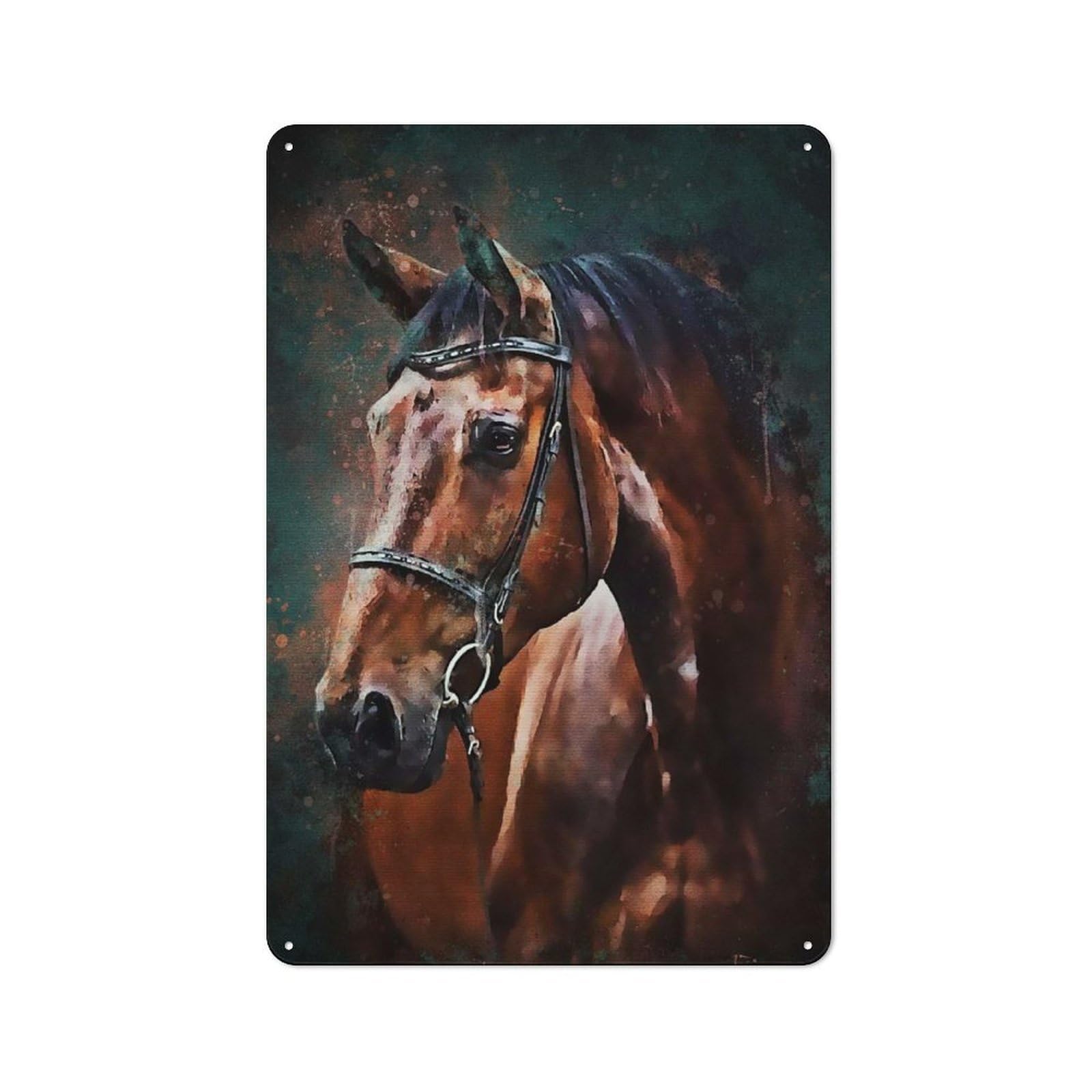 Understated Office Metal Sign 30x20cm Featuring Black Horse, Studio Wall Plaque for Office, Study, Studio Or Hallway