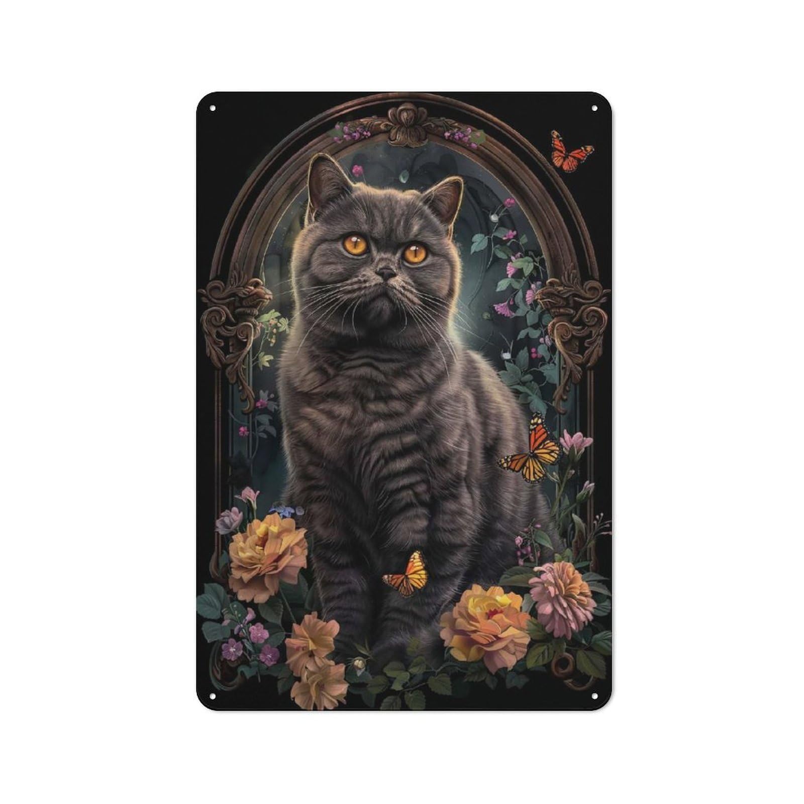 Junmoney Exotic Shorthair Retro Metal Wall Decor 30X20cm, Tin Wall Sign For Home, Shop, Pub Or Studio Wall, Personal Accent For Everyday Walls