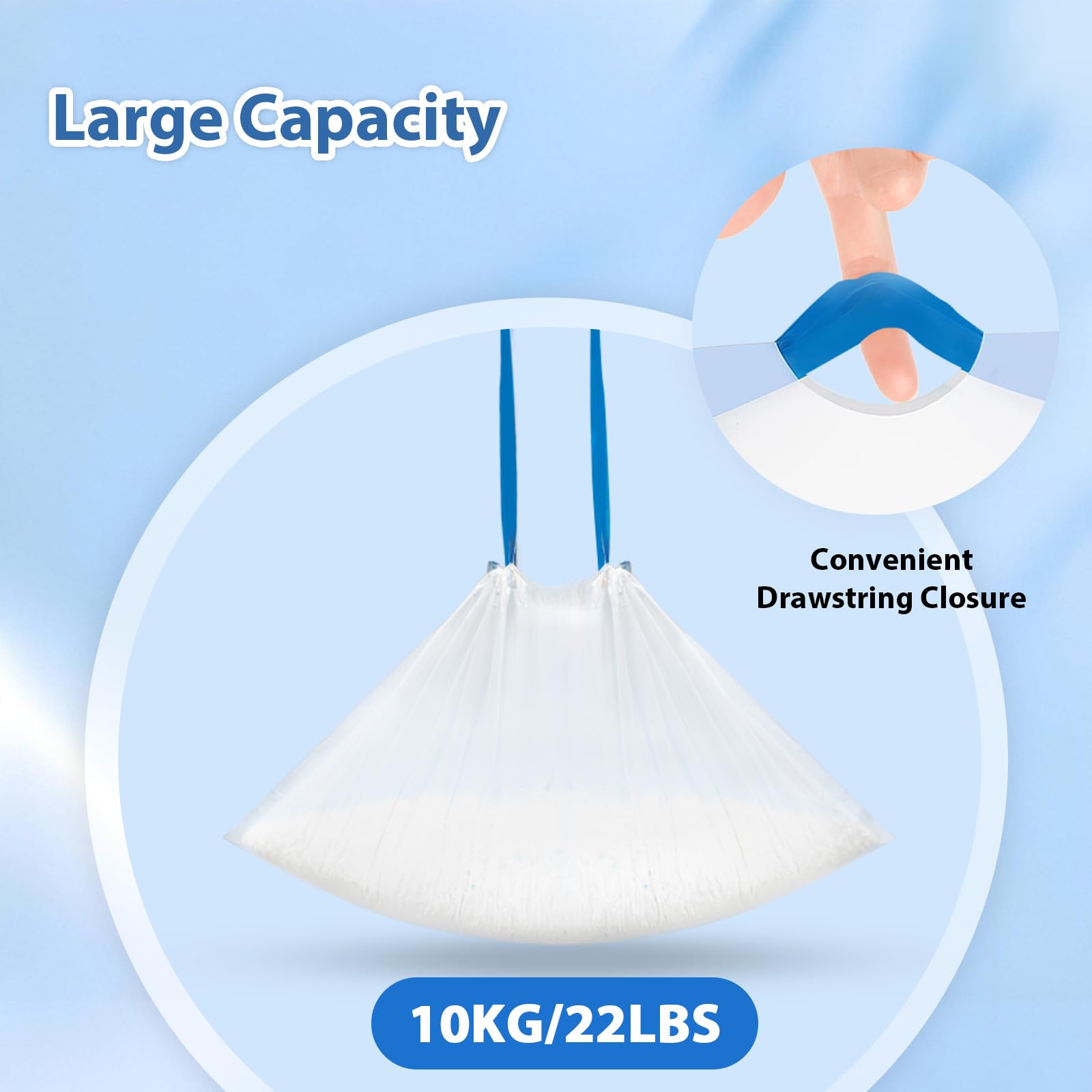 60 sacchetti per lettiera per gatti con coulisse, compatibili con Neakasa M1 e PetPivot AutoScooper 11, con apertura superiore, autopulente, spessi, resistenti agli strappi, resistenti, a
