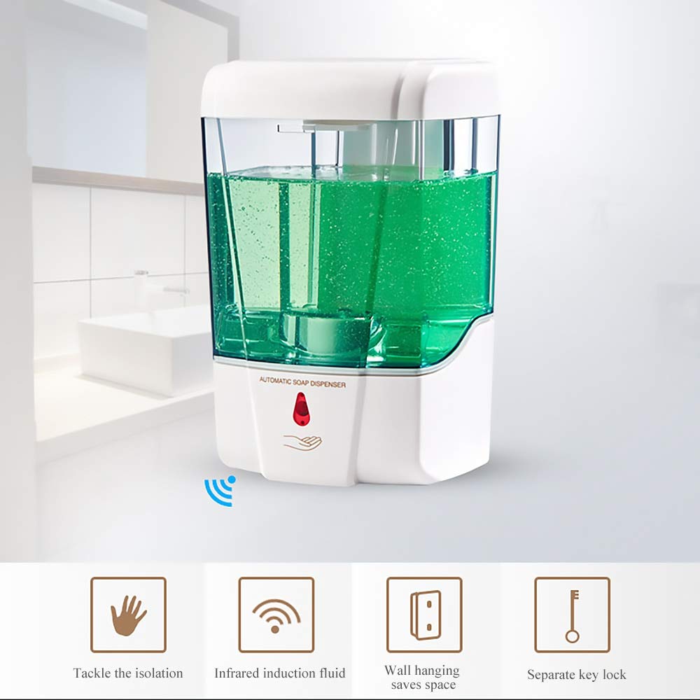 600ml Dispenser di Sapone Liquido Sensore Ir Automatico Dispenser di Sapone da Parete Pompa per Lozione del Sapone da Cucina Senza Contatto per Il Bagno della Cucina A
