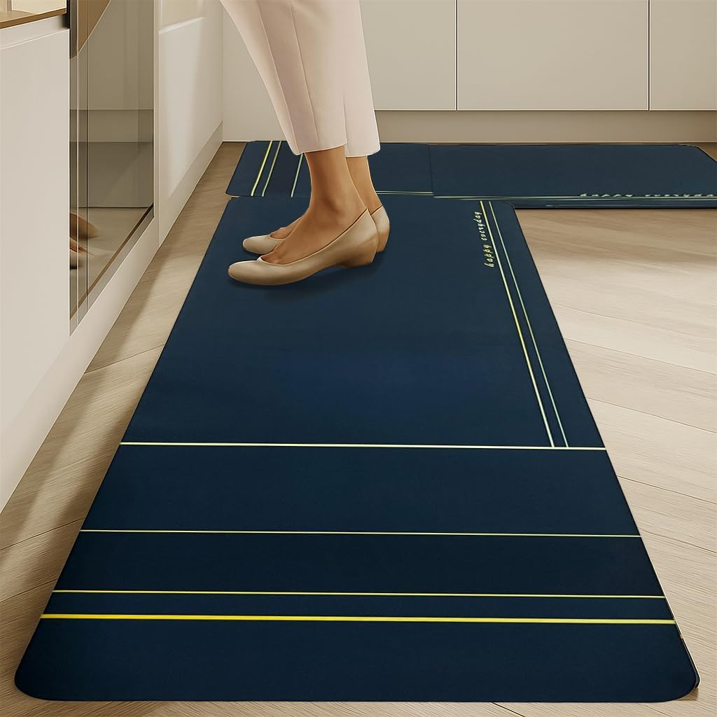 Kitchen mats for Floor Anti Slip Anti Fatigue Kitchen Rug Sets 2 Piece Non Slip Kitchen Mats for Floor Cushioned Kitchen Rugs & Mats Waterproof Comfort Standing Mat Runner for Kitchen
