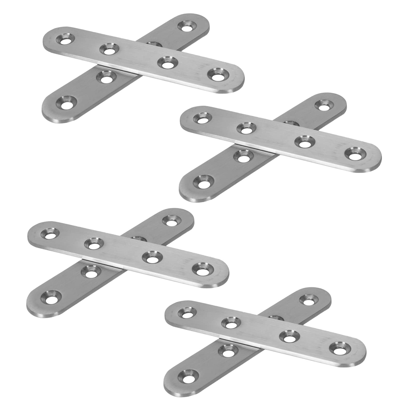 Jnchdghwa Silver Flat Stainless Steel Repair Mending Fixing Plate Brackets Support 8Pcs