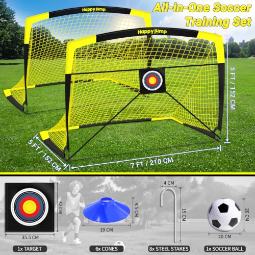 Image of Happy Jump Folding Soccer Goal for Backyard, 2.1 x 1.5 Meters, 1.5 x 1.1 Meters, 1.2 x 0.9 Meters, 0.9 x 0.7 Metres