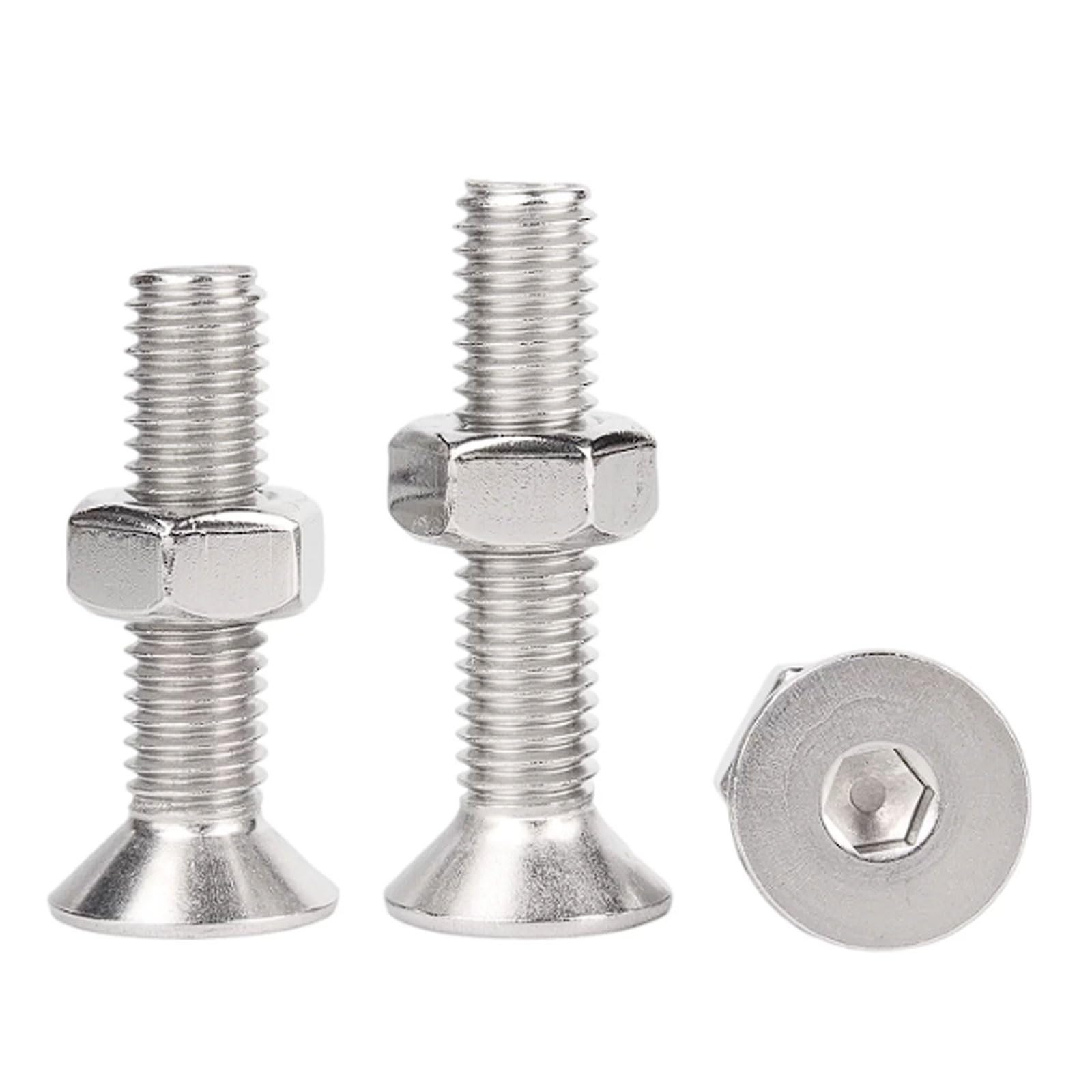 Kit di viti e dadi a testa esagonale svasata M6 in acciaio inossidabile 304, 40 set