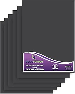 Mega Format Flexible Plastic Sheet - Black Plastic Board Sheets for Crafts, Signage, Modeling Projects, Picture Frames, Paintings & POP Displays – Durable Sheet Plastic Panel 8.5" x 11"-.020-6pk