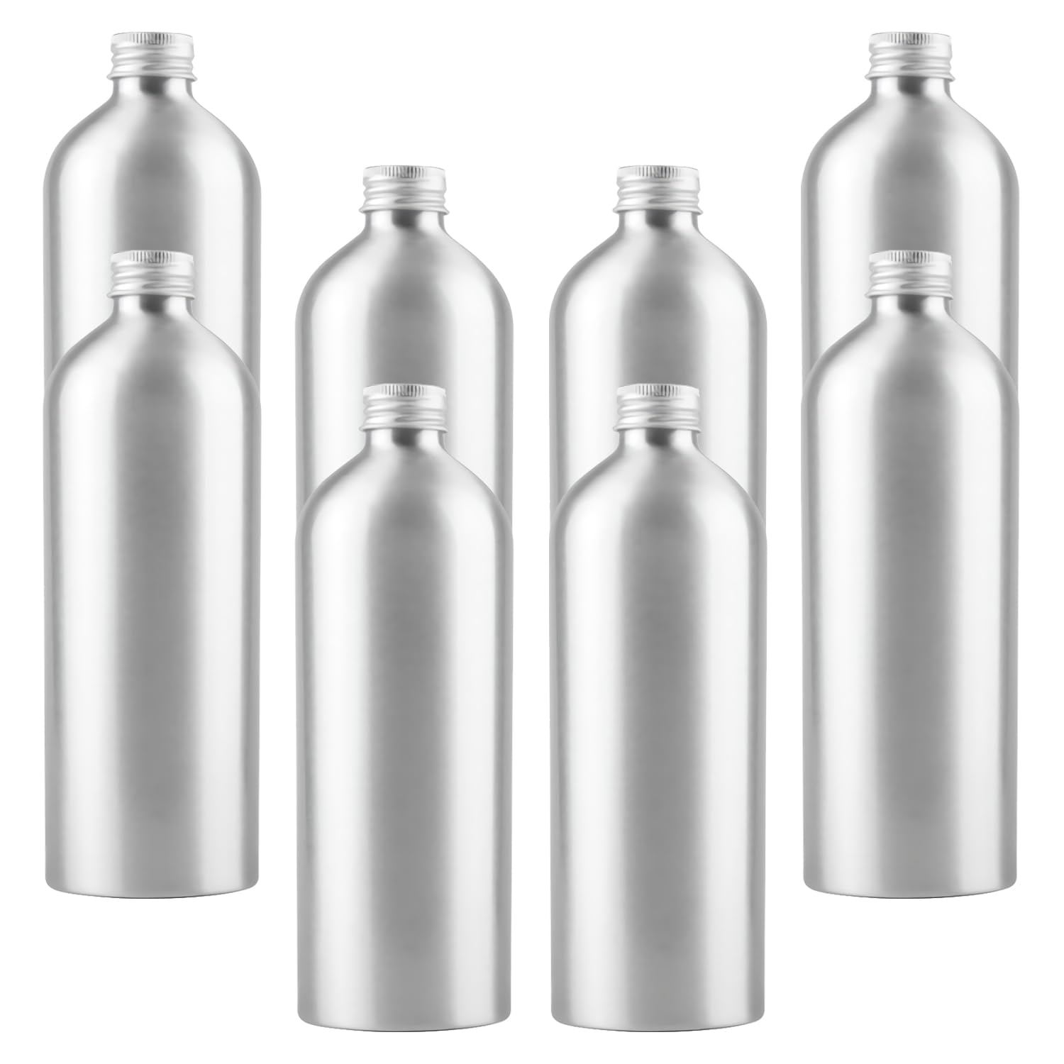 8 Pièces Argent Flacon Aluminium 500 ml, Bouteille en Aluminium avec Bouchon en Aluminium Fileté Argent Pour Shampooing Salle de Bains Cosmétique Hôtel Voyage