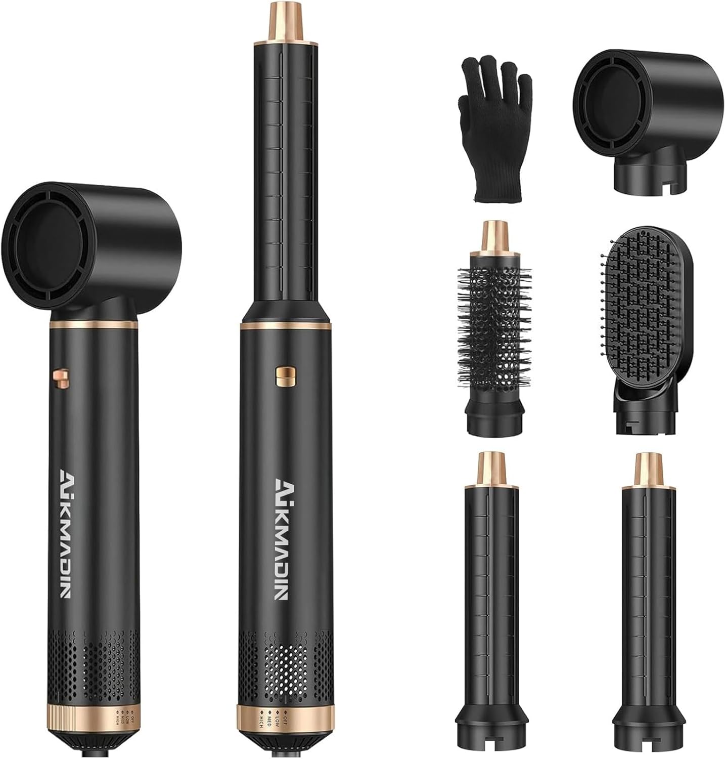 5 in 1 Blow Dryer Brush, Upgrade Hair Dryer Brush Air Curler Air Curling Wrap Styler, Detachable Hot Air Brush Negative Ion Curling Brush Iron, Hair Styling Tools for Drying Curling Straightening