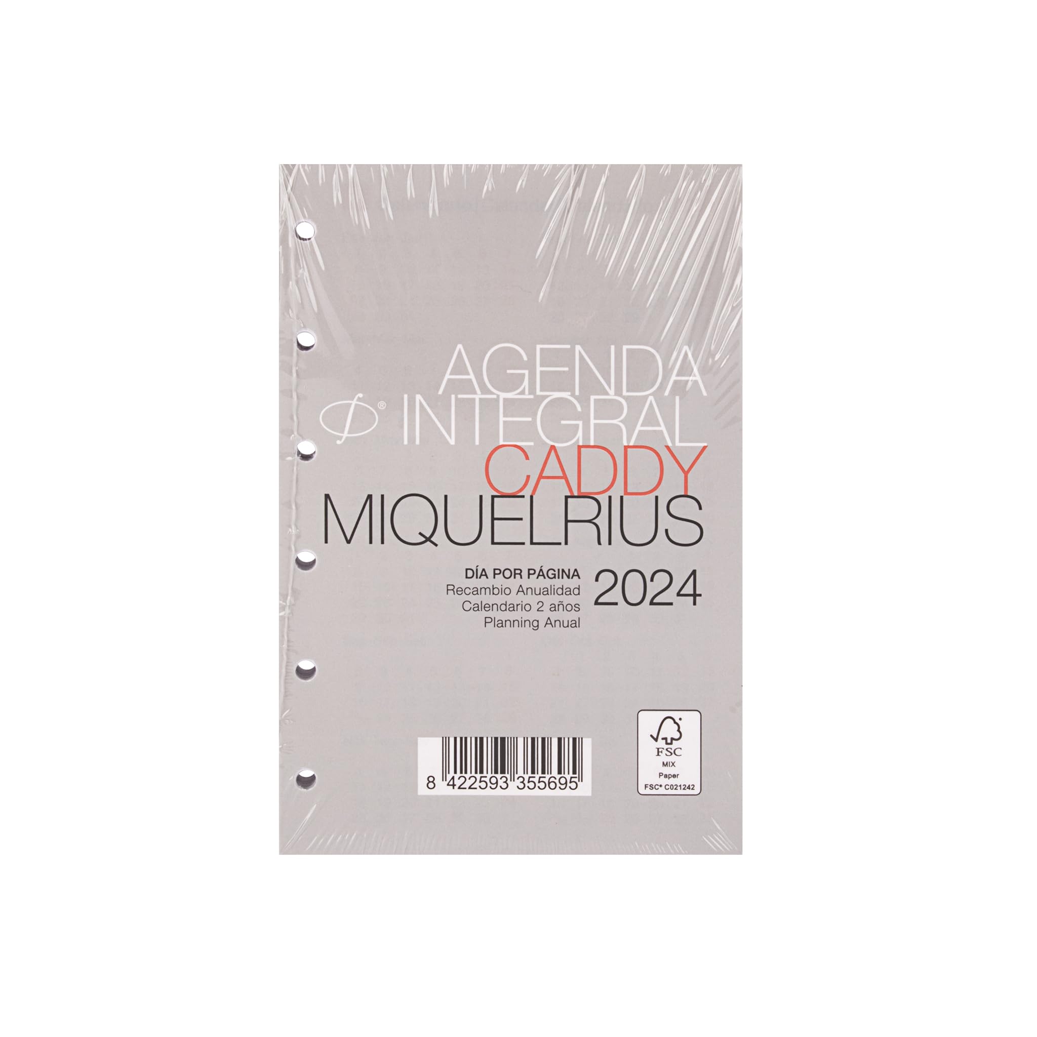 Miquelrius - 2024 Comprehensive Annual Agenda Refill, Day Page, Caddy Size 80 x 120 mm, Spanish, Portuguese and English
