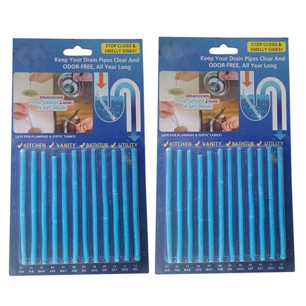AiGyonxDrain Cleaner Sticks, As Seen on TV Drain Cleaner and Deodorizer,Scented,2 Packs of 12 Each