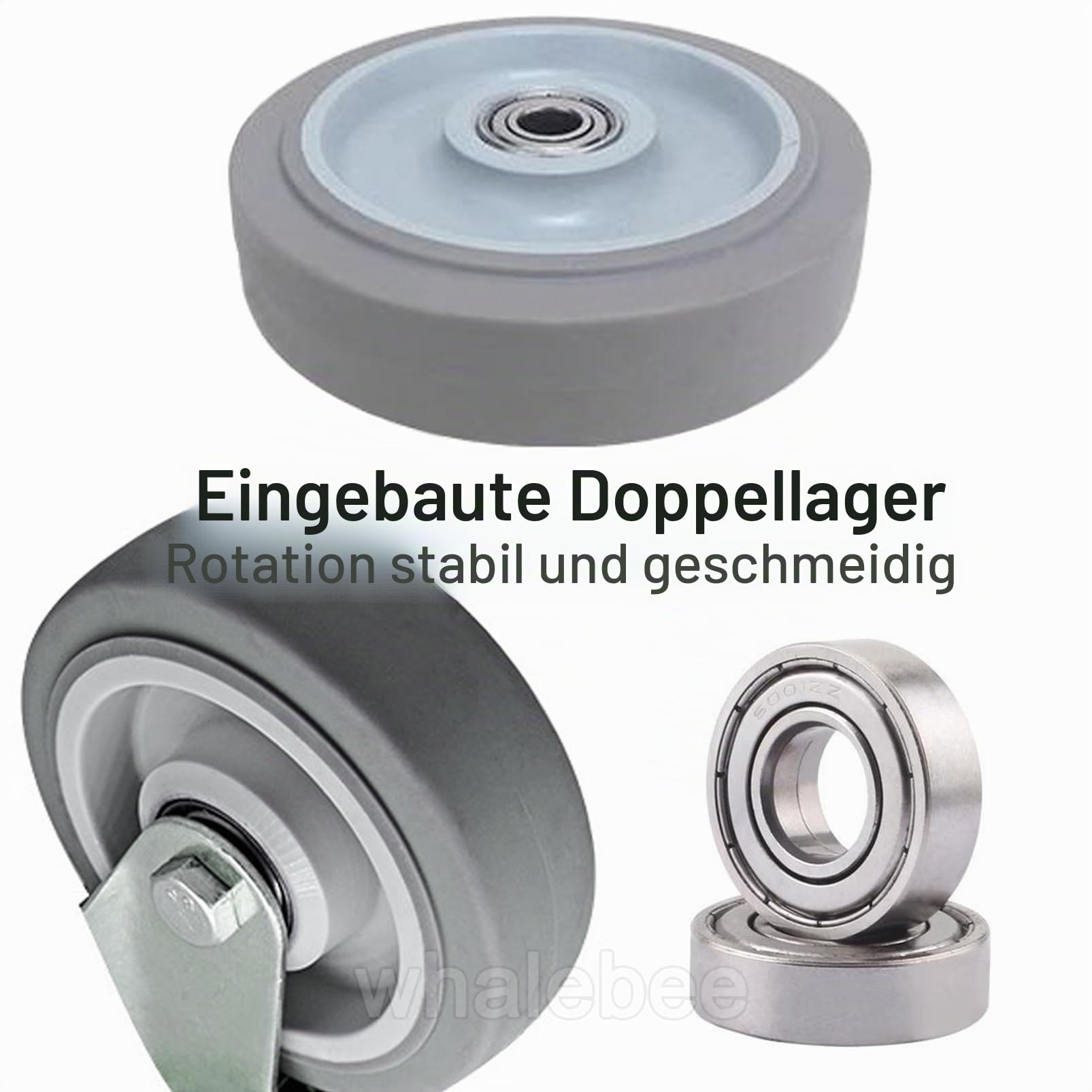 Rollen Mit Gewinde M14 / M16 / M20 Vorbau Lenkrolle, Schwerlastrollen Ø 3/4 / 5 Zoll Rollen Für Möbel, Ersatz-Gummirollen, 2 Mit Bremsen, 2 Ohne Bremsen, Für Speisewagen Wagen