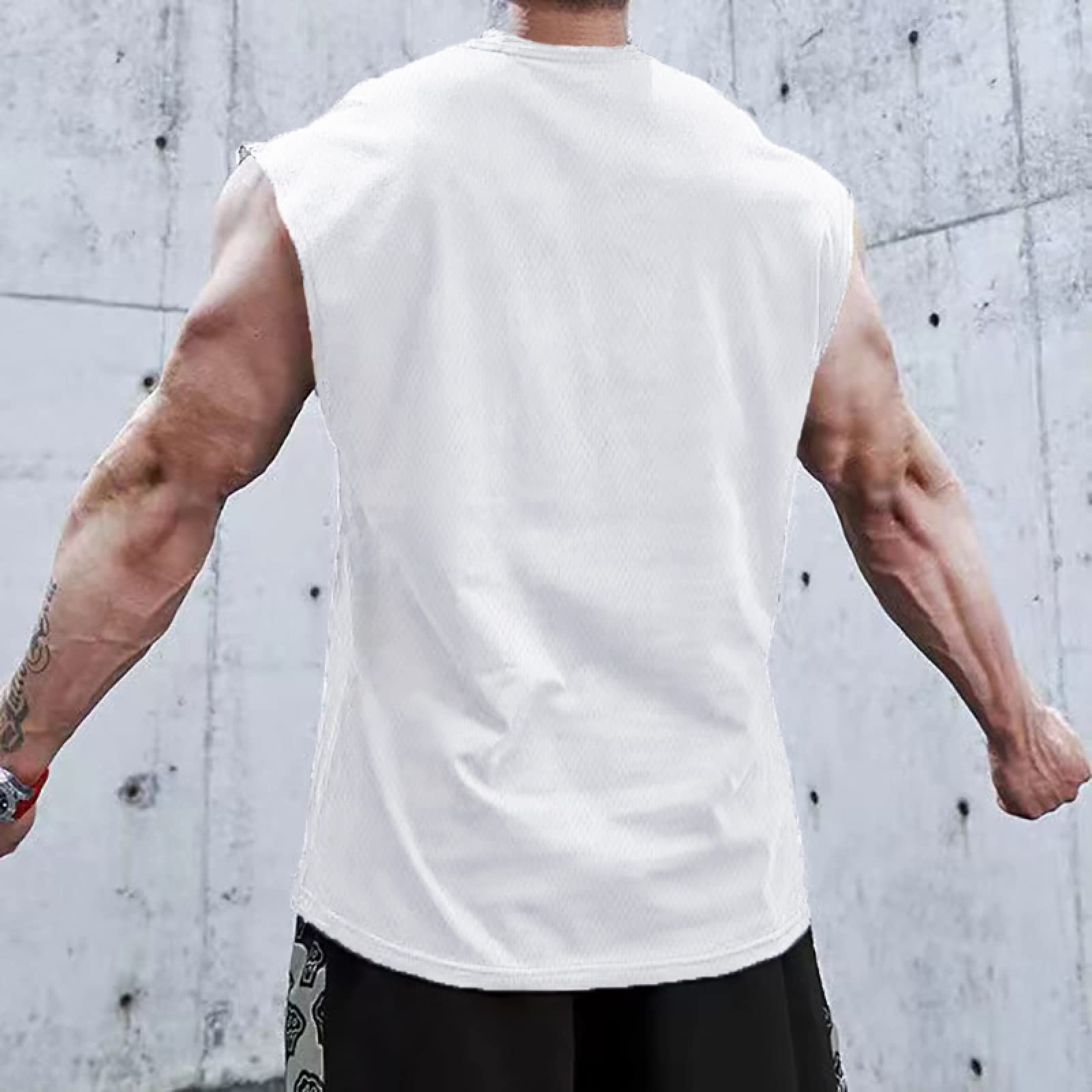 Sportkleidung Yoga-Kleidung Sport Outfit Fitness Yoga Anzug Einfarbiges Mesh-Fitnessstudio-Bekleidung Herren Bodybuilding Stringer Tank Top Schnell Trocknendes Ärmelloses Shirt Fitness Weste Workout