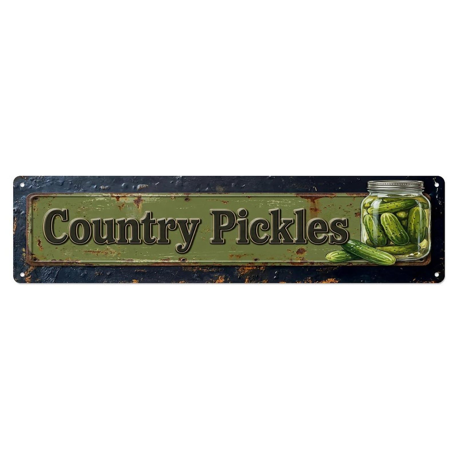 Vintage Country Pickles Homemade Farmhouse Metal Tin Sign
