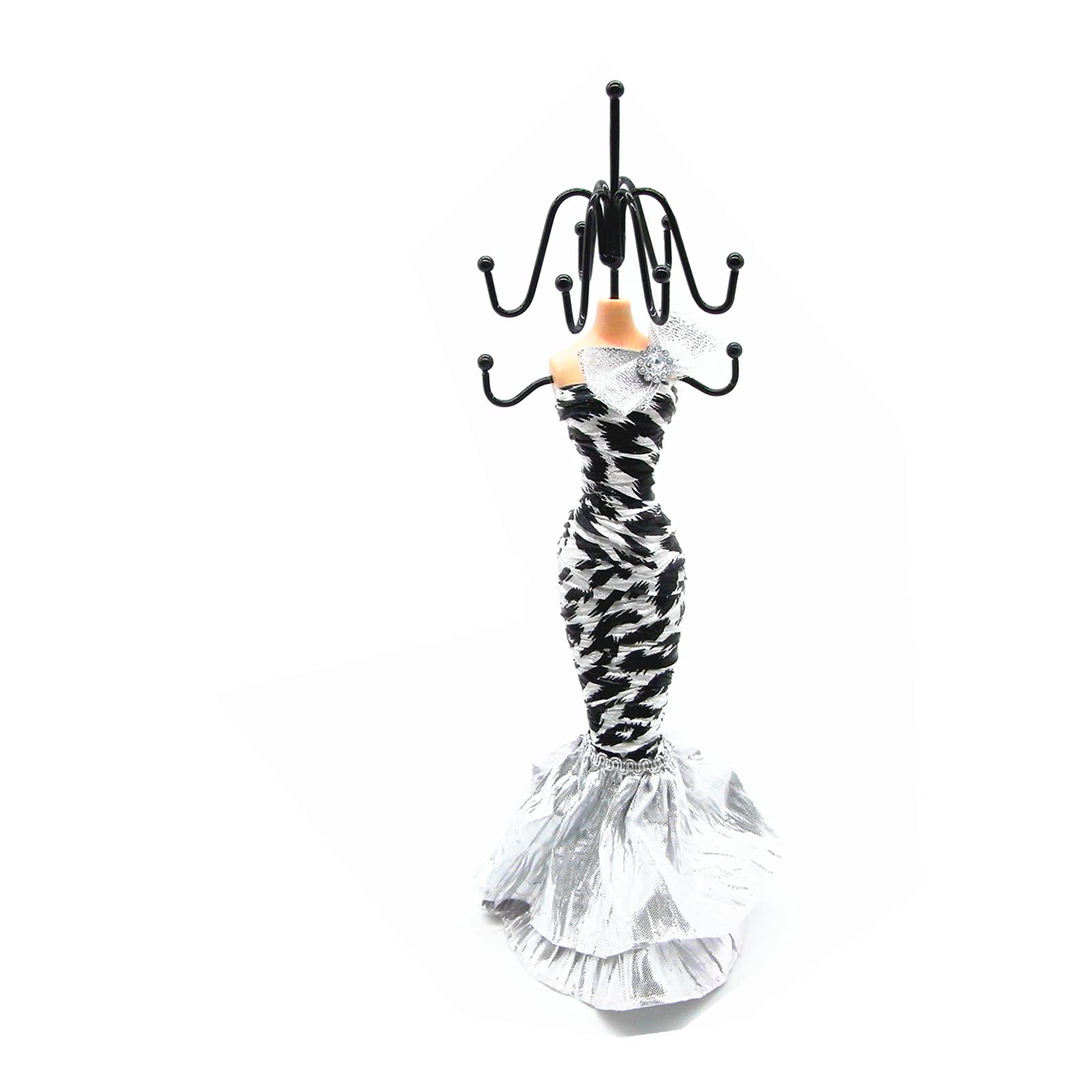 BLANCHO BEDDING Figure Stand Ring Holder Jewelry Display Necklace Silver & Black