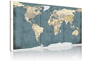 Framed Map of the World Wall Decor Canvas Prints