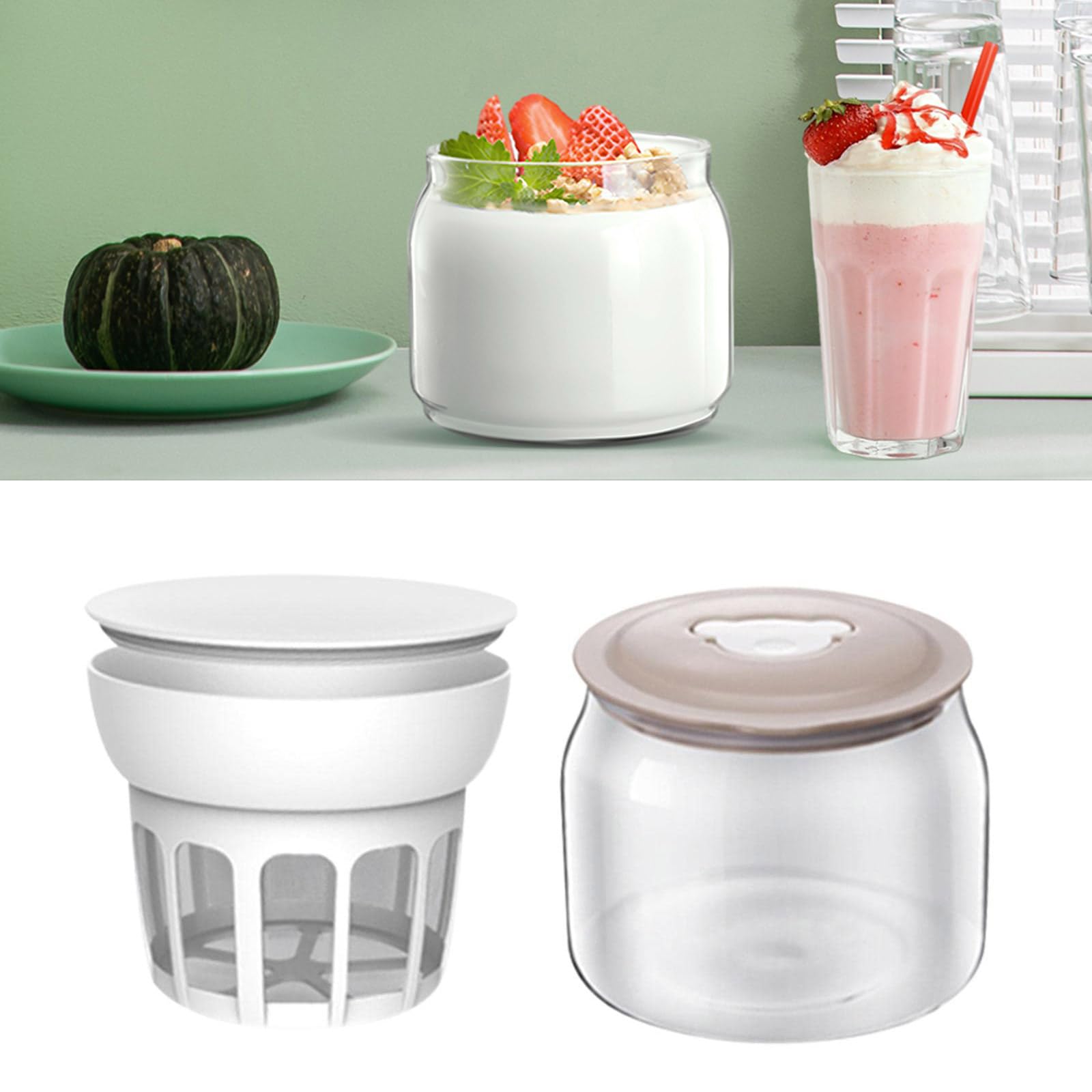 mioosho Whey Separator Yogurt Maker Fine Meshes Yoghurt Filter Cheese Maker with Lid Reusable Kitchen Tool Easy to