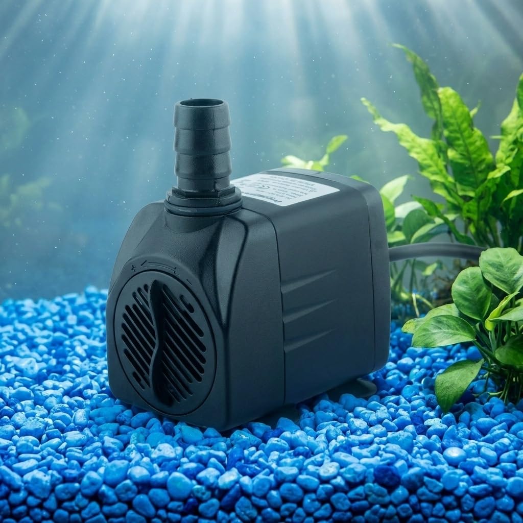 Pompe à Eau Submersible silencieuse 35W 2000L/H, Pompe de Fontaine d'aquarium tête 2.2m avec Buses 3 Tailles pour rocaille d'étang réservoir Poissons Facile à Nettoyer