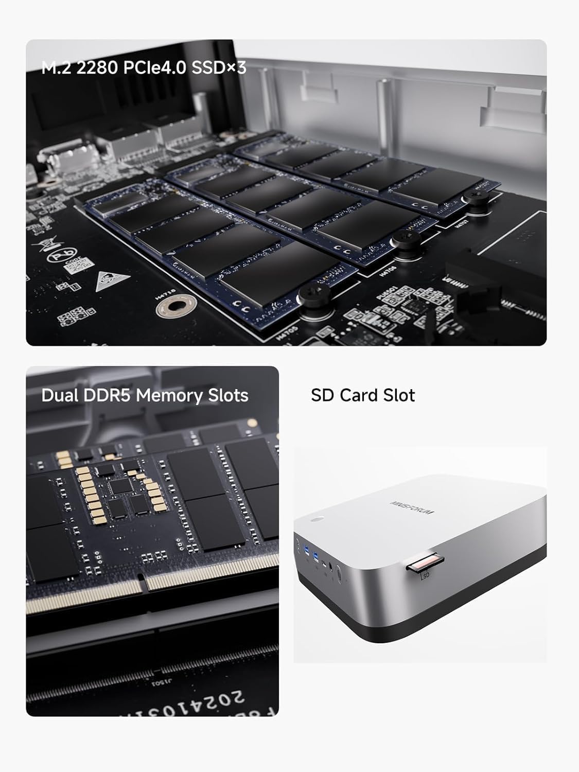 MINISFORUM AI X1 Pro Mini PC, processore AMD Ryzen AI 9 HX 370 12C/24T fino a 5,1GHz, AMD Radeon 890M, Barebone (2xDDR5/3xSSD Slot non inclusi), HDMI/DP/USB4 x 2, 2,5G RJ45 LAN x 2, Oculink, WiFi 7