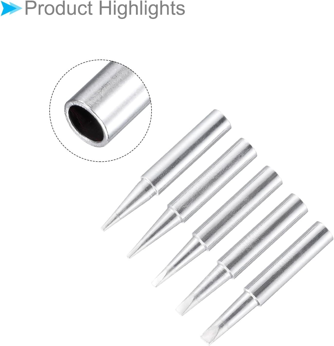 Soldering Iron Tips, 4x41mm 0.8D+1.2D+1.6D+2.4D+3.2D, Solder Tips Fine Soldering Gun Replacement Solder Welding - (Applications: for Soldering Irons Soldering Station), 5 Pieces