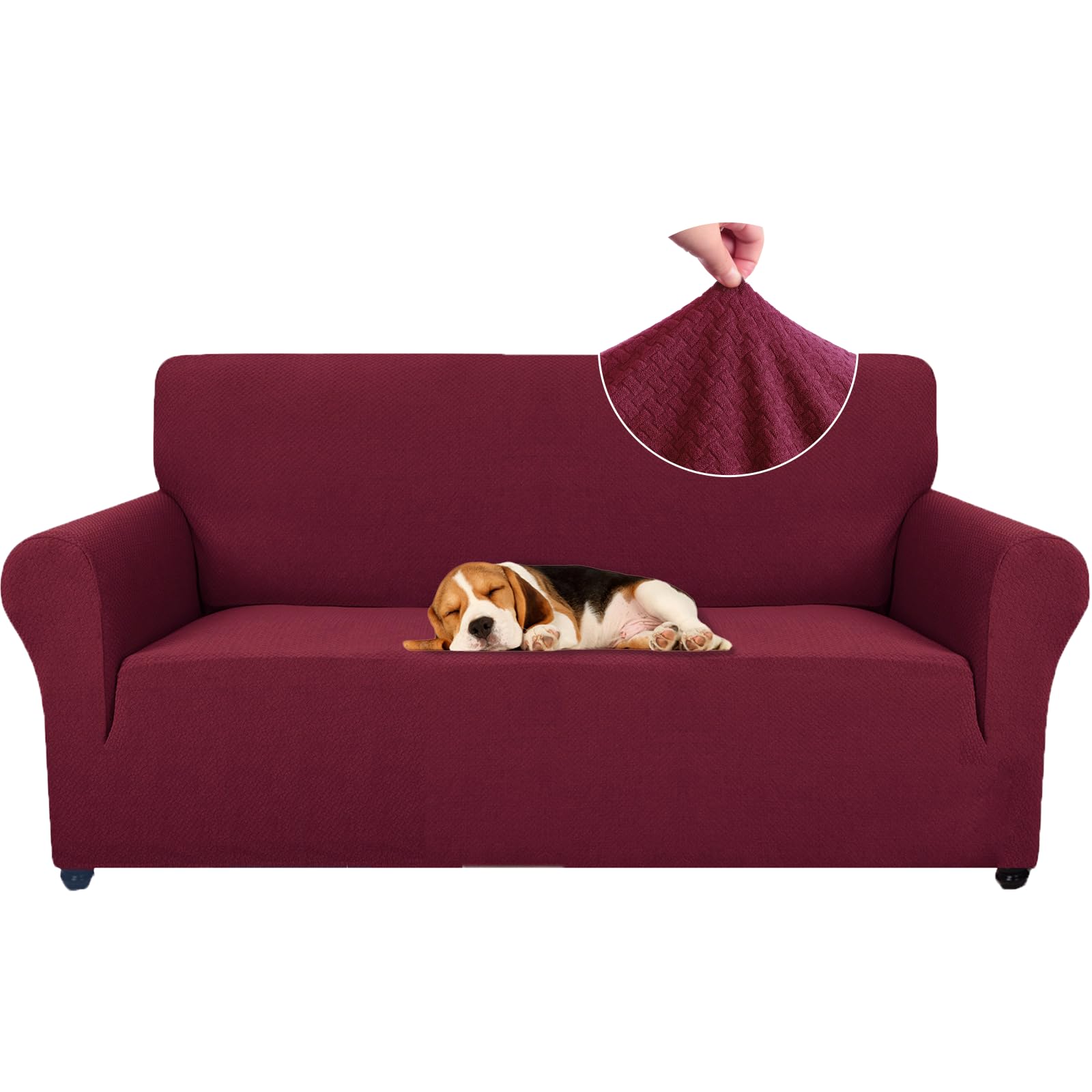 Ystyle Funda de Sofá Elástica 2 plazas, Fundas para Sillones Ajustables con Reposabrazos, Moderna Cubre Sofa Antideslizante Antimanchas Lavable, Protección para Perros y Mascotas, Bordeaux Global Recycled Standard Global Recycled Standard Global Recycled Standard