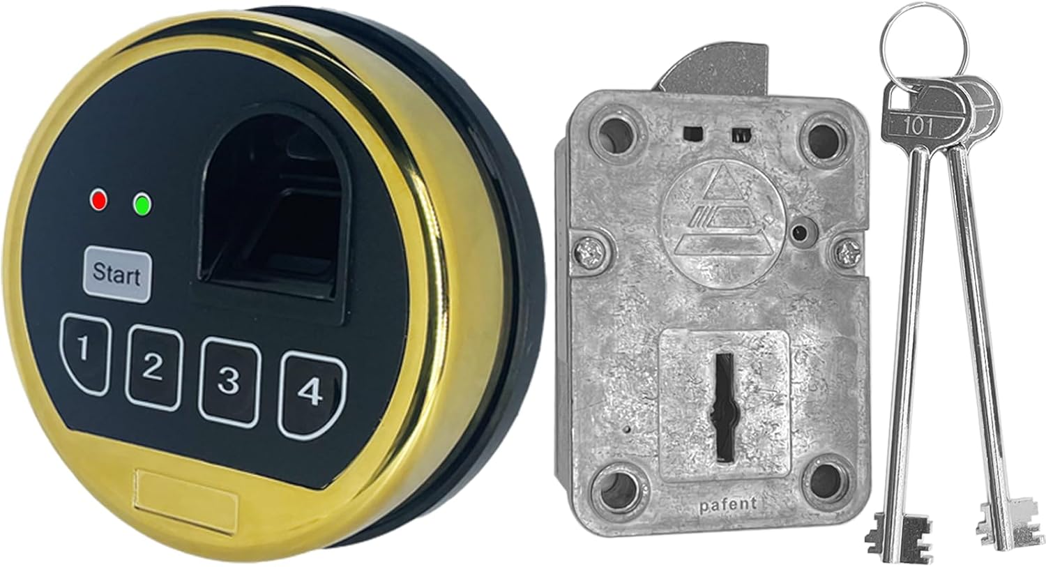 Fingerprint Gun Safe Replacement Lock, EMP Electronic Keypad Lock, Biometric Gun Safe Cabinet Lock Replacement, Left Swing Bolt Lock & 2 Override Keys, Gold Color Keypad Lock(Left Swing Bolt)