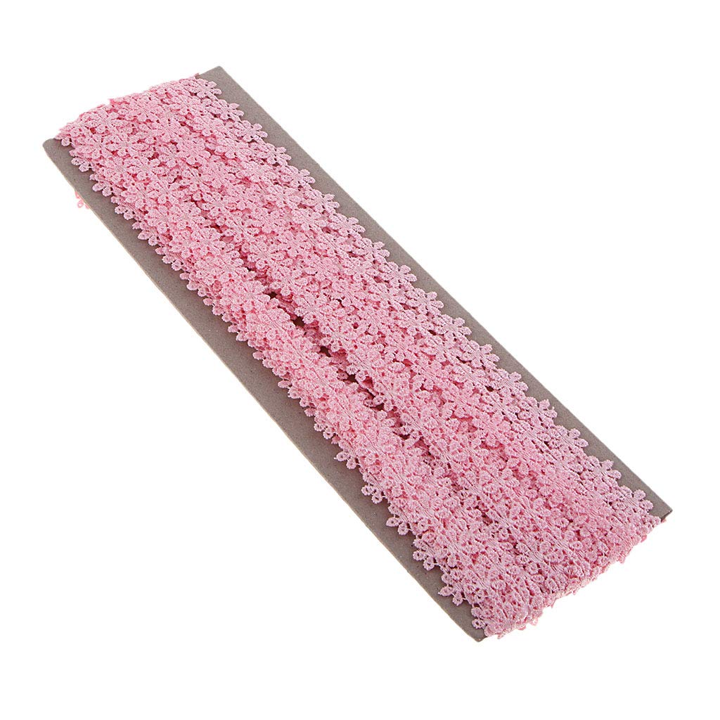 Juego de 5 cintas de encaje bordado de margaritas de 12 mm de 12 mm para costura, manualidades, color rosa