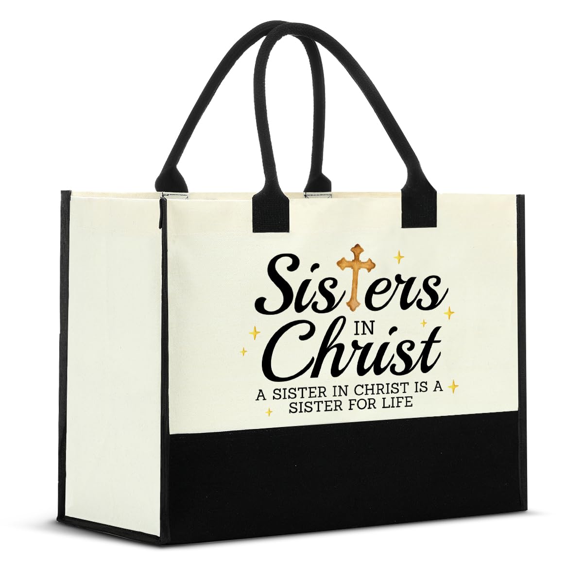 Nvhai Sister in Christ Gifts for Women, Christian Religious Gifts for Friends, Canvas Tote Bag for Shopping and Grocery
