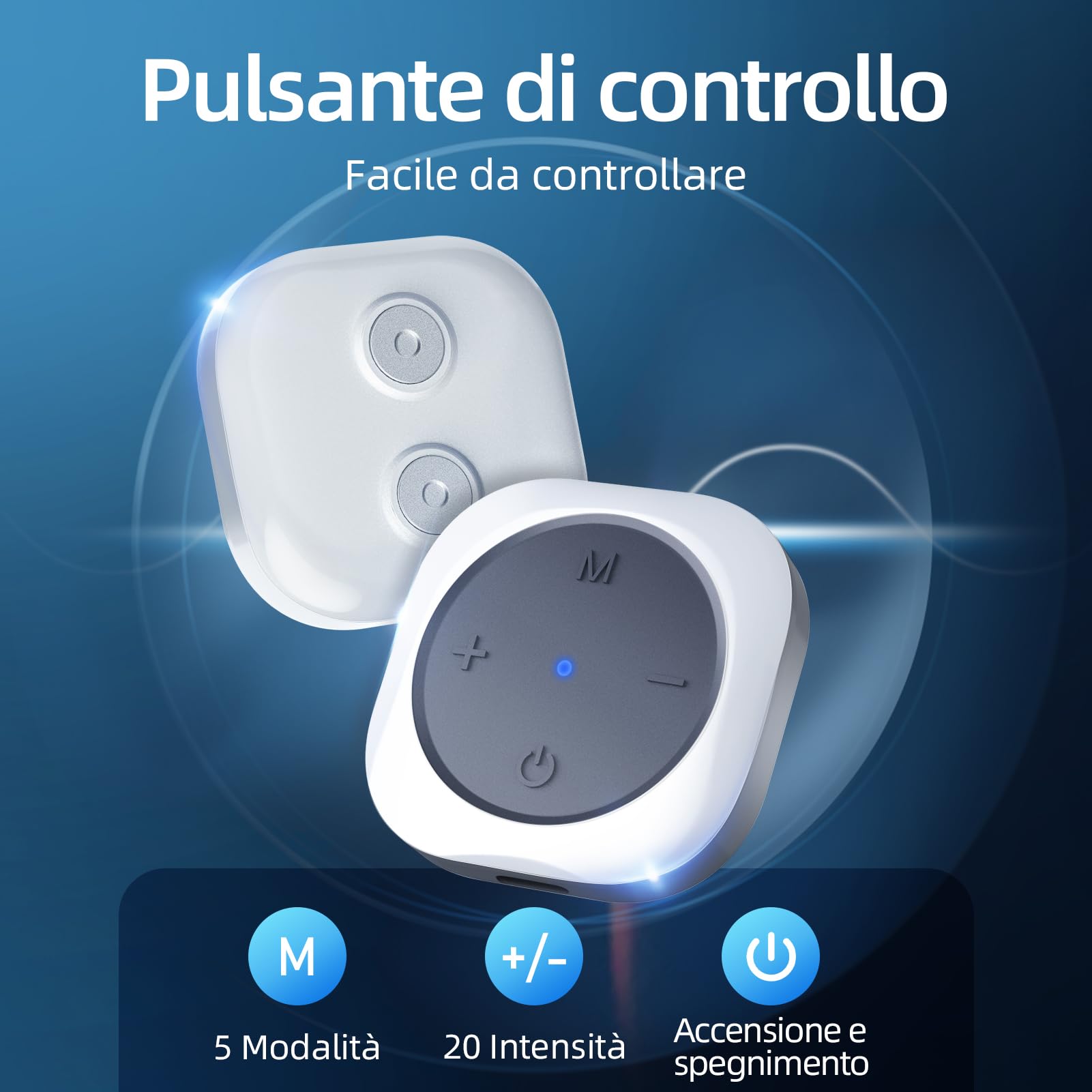 Comfytemp Elettrostimolatore TENS Senza Fili, Due Dispositivi, Fino a 30 Modalità di Funzionamento, Portatile e Ricaricabile, Adatto per la Zona Lombare e la Schiena, Controllo APP + 4 Elettrodi