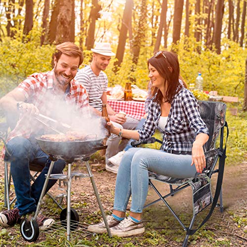 Redcamp Camo Camping Chair For Adults Heavy Duty, Sturdy Steel Folding Hunting Chair For Ground Blinds, Portable And Comfortable With Padded Hard Arms #TOP1