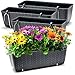 Produktbild BigDean 4er Set Blumenkästen für Balkon-Geländer - Rattan-Optik - Anthrazit - Balkonkästen mit Metall-Halterungen - 49 x 17 x 17 cm - inkl. Bewässerungssystem